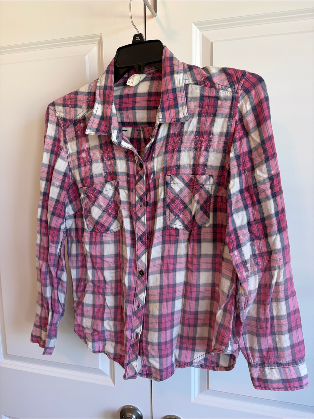 Faded Glory Pink Plaid Button-Down Shirt